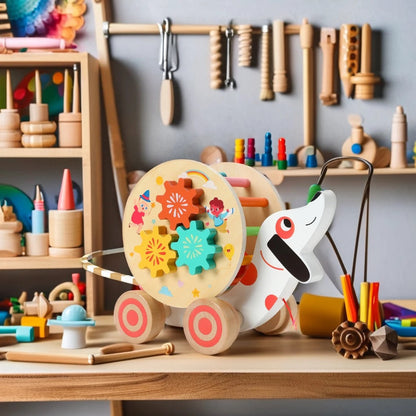 Chariot en bois pour bébé, jouets éducatifs pour enfants, aide à la marche pour bébé, apprentissage de la marche