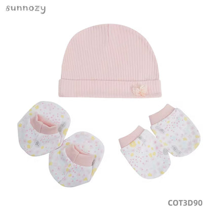 Lot de Bonnets et Moufles  et chaussons pour Bébé – Motifs Variés et Doux