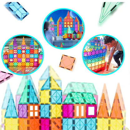 100 pièces Tuiles Blocs magnétiques de construction avec roues