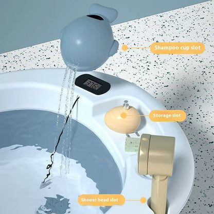🛁 Baignoire pliable pour bébé avec coussin ergonomique –avec thermomètre  Confort ; sécurité dès la naissance