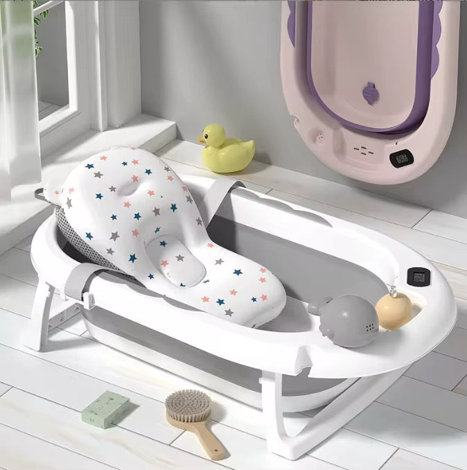 🛁 Baignoire pliable pour bébé avec coussin ergonomique –avec thermomètre  Confort ; sécurité dès la naissance