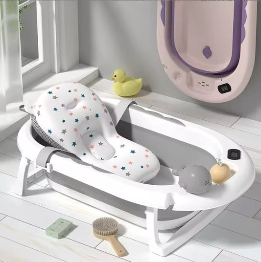 🛁 Baignoire pliable pour bébé avec coussin ergonomique –avec thermomètre  Confort ; sécurité dès la naissance