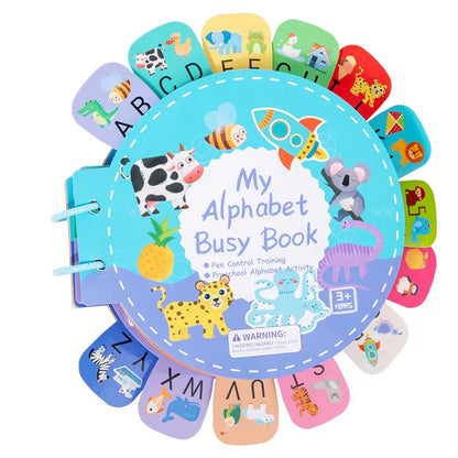 Livre éducatif "My Alphabet Busy Book" – Apprentissage interactif de l’alphabet
