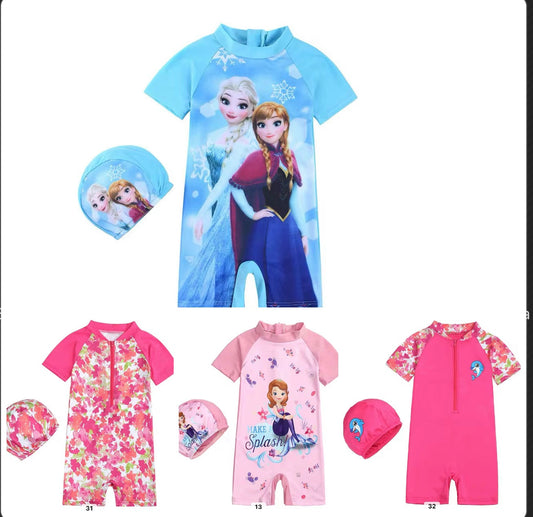 Maillot de bain  avec bonnet et sac offert  fille 1 an a 8 ans (Copie)