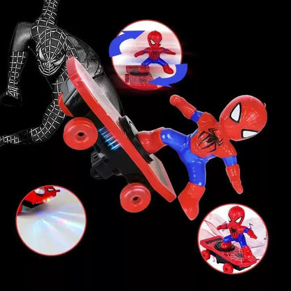Jouet Spiderman sur Skateboard Lumineux – Figurine Héros Marvel pour Enfants