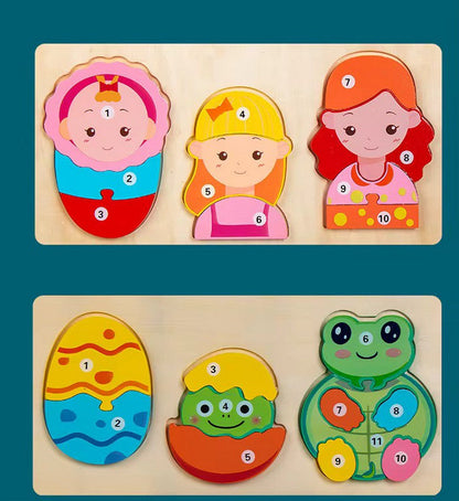 puzzles en bois numérotés,  3 mini puzzle , plusieurs  themes disponible