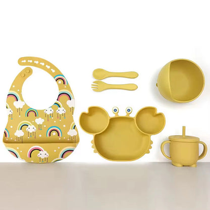 Set Repas en silicone Pour Enfant - 6pieces , 5 Couleurs au Choix