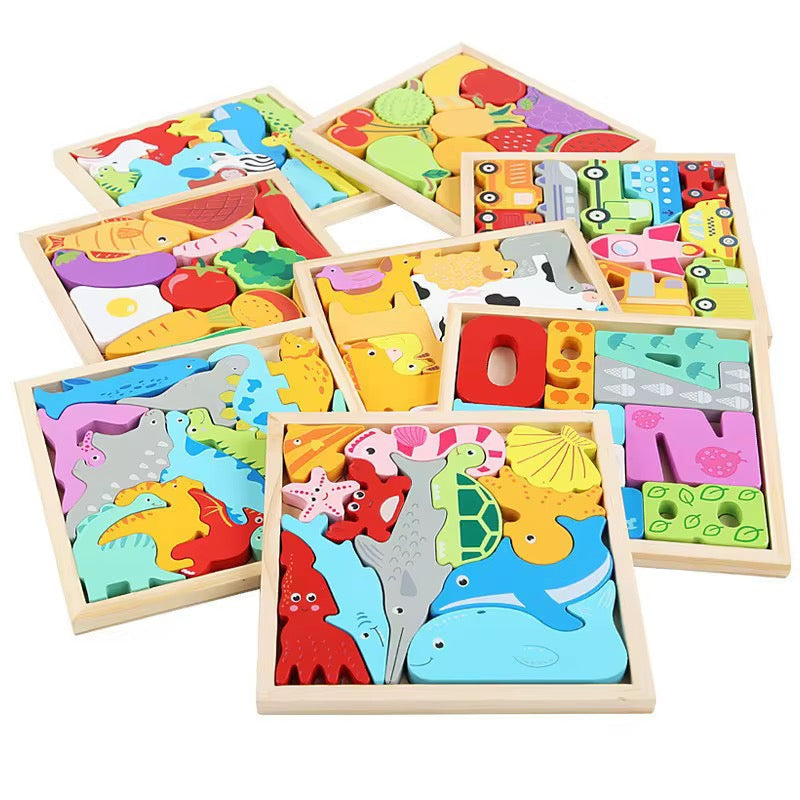 🧩 1 puzzle en bois éducatif au choix animal chiffre  fruit .....