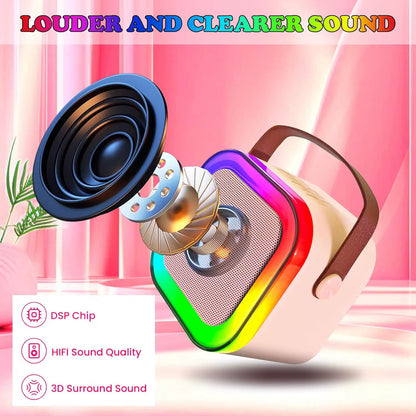 Karaoké Bluetooth Portable avec Lumières LED et 2 micro