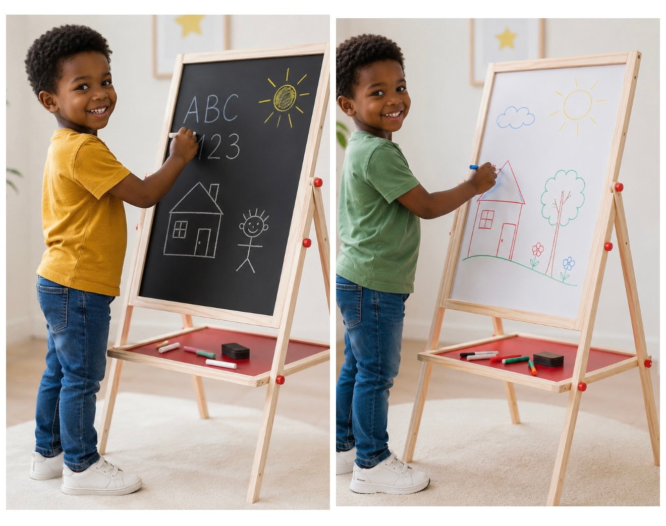 Tableau Double Face pour Enfants – Ardoise Tableau Blanc avec Accessoires (Copie)