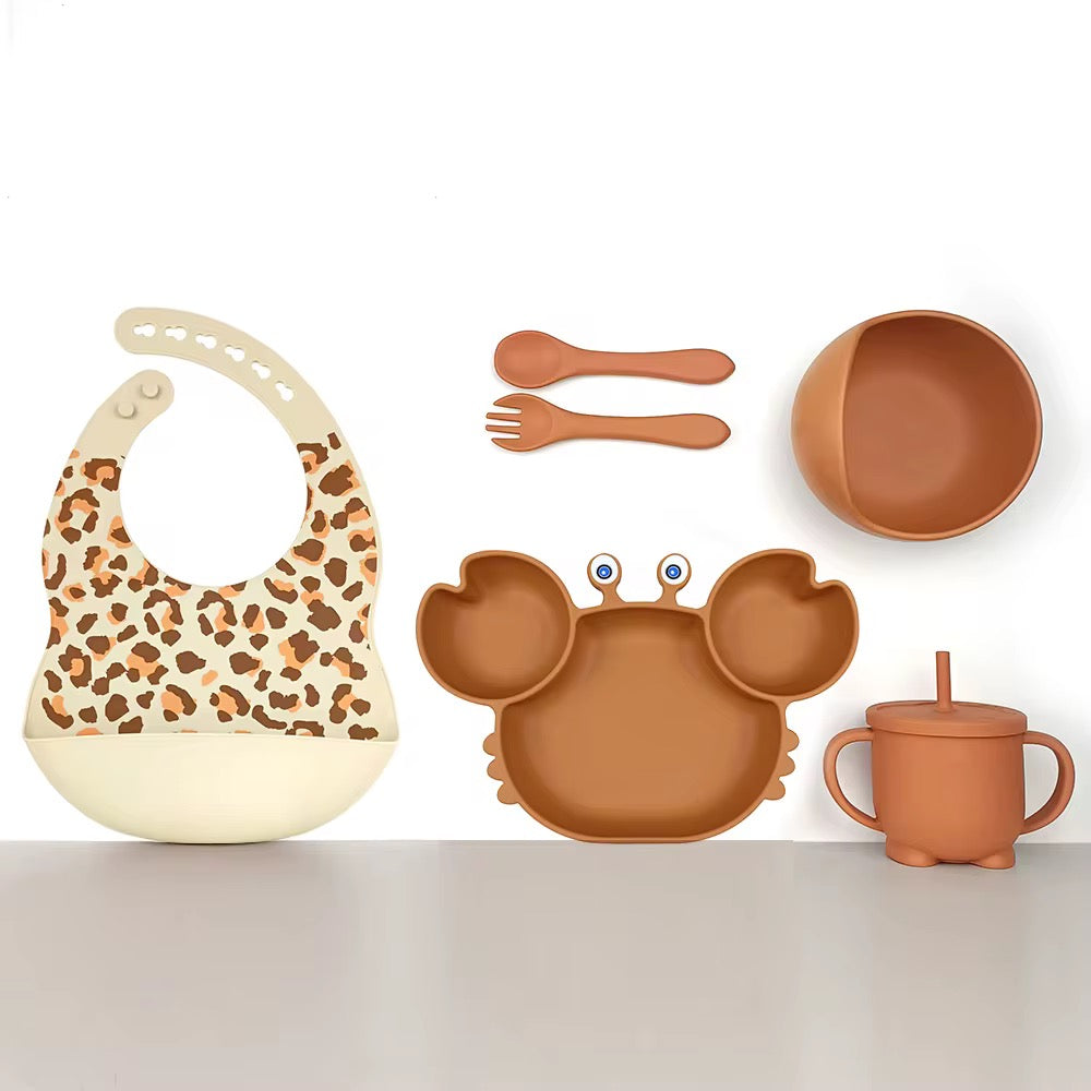 Set Repas en silicone Pour Enfant - 6pieces , 5 Couleurs au Choix