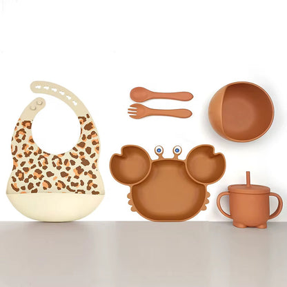 Set Repas en silicone Pour Enfant - 6pieces , 5 Couleurs au Choix