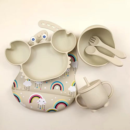 Set Repas en silicone Pour Enfant - 6pieces , 5 Couleurs au Choix