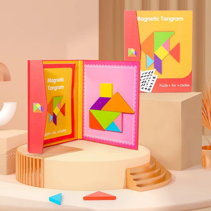 Tangram magnétique éducatif dans un coffret compact et coloré