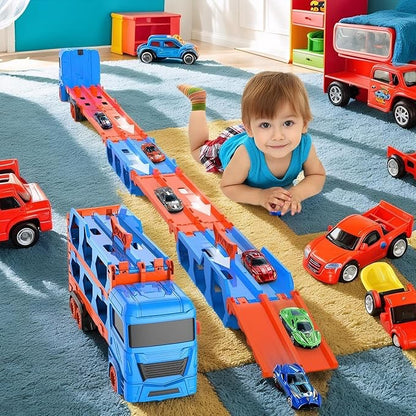 Camion Transporteur avec Mini Voitures et Piste – Jouet Garçon