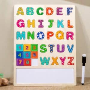Lot  de 2 Planche éducative en bois, apprentissage chiffre et  lettre alphabet