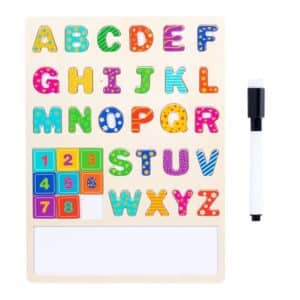 Lot  de 2 Planche éducative en bois, apprentissage chiffre et  lettre alphabet