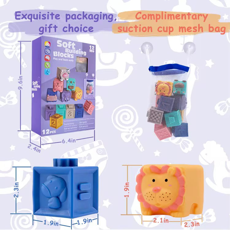 ❤️💚🩷Blocs de Construction Souples pour Bébé – Éducatifs et Sensoriel