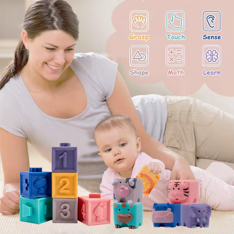 ❤️💚🩷Blocs de Construction Souples pour Bébé – Éducatifs et Sensoriel
