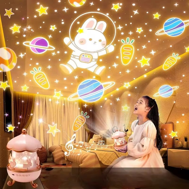 *Veilleuse Projecteur Enfant Lapin Astronaute – Lampe Musicale Rotative* 🌙✨