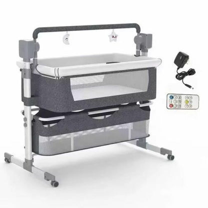 Lit Bébé Cododo Berceau  avec balancelle , bluetooth Hauteur Réglable Confortable Avec Rangement Plusieurs Coloris