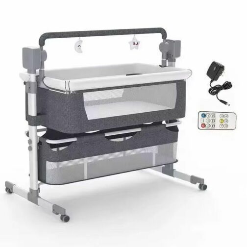 Lit Bébé Cododo Berceau  avec balancelle , bluetooth Hauteur Réglable Confortable Avec Rangement Plusieurs Coloris