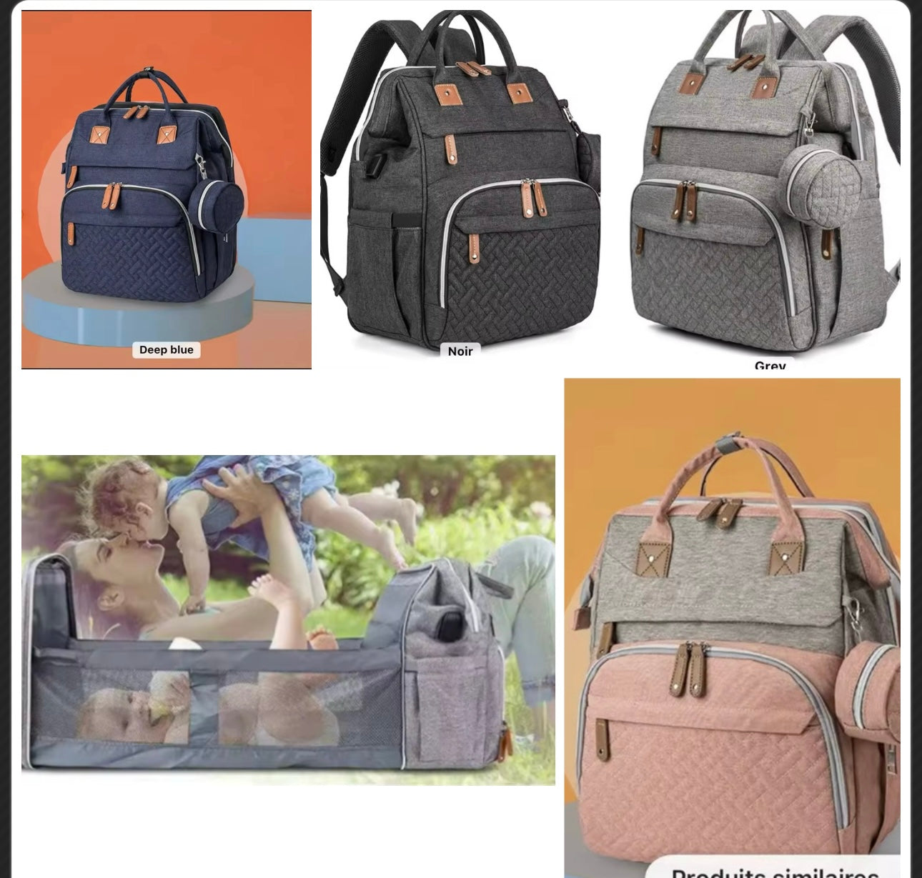 Sac A langer transformable en lit  , sac à dos multifonction pour maman et bébé