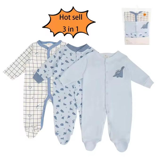 👶 Lot de 3 Grenouillères Bébé – Douces, Pratiques et Adorables