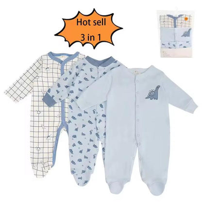 👶 Lot de 3 Grenouillères Bébé – Douces, Pratiques et Adorables