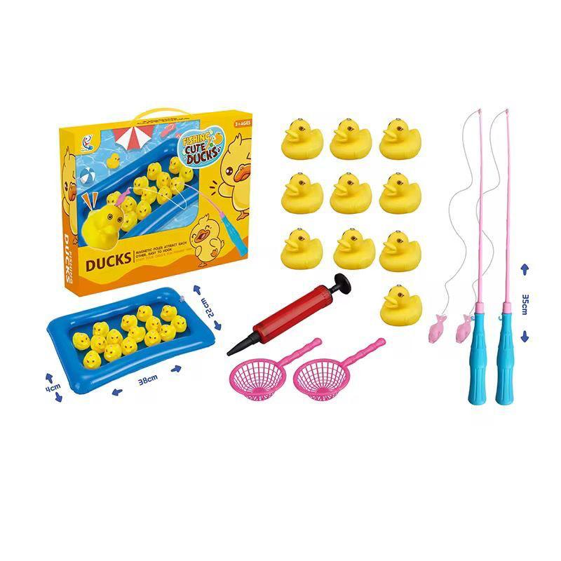 🎣 Jeu de Pêche aux Canards – Bassin Gonflable + Cannes à Pêche + Canetons Jaunes