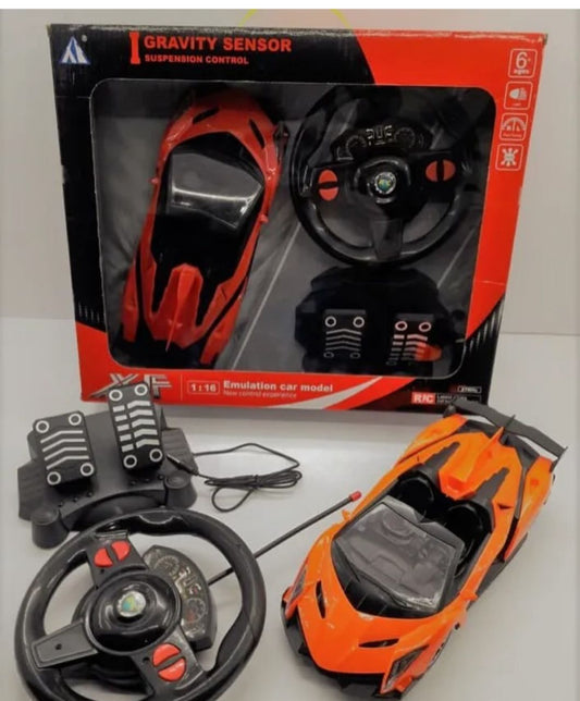 🚗 Voiture Télécommandée Sport 1:16 avec Volant & Pédales – Gravity Sensor