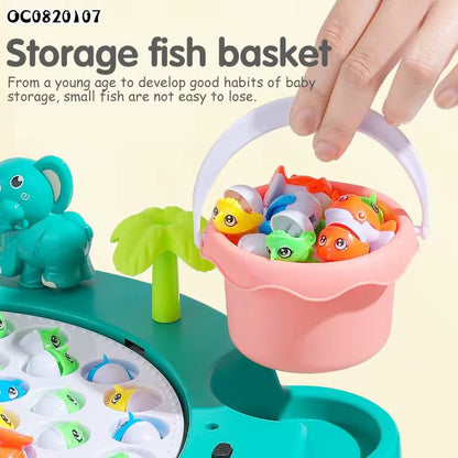 Table de Jeu de Pêche Électrique Rotative "Go Fishing Zoo" (45 Poissons, 4 Cannes)