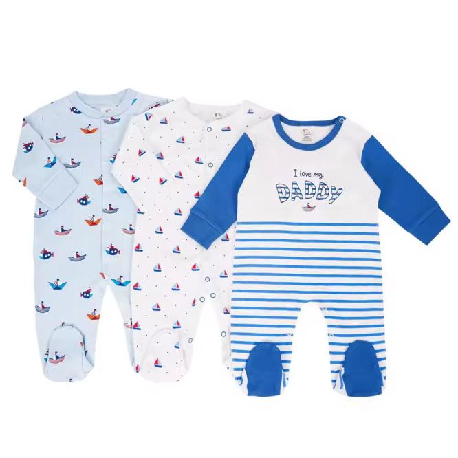 👶 Lot de 3 Grenouillères Bébé – Douces, Pratiques et Adorables