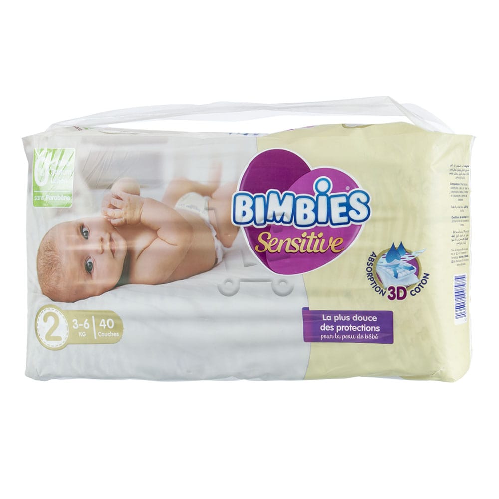 Bimbies Sensitive Taille 2 Eco pack  (3-6KG ) 40pcs