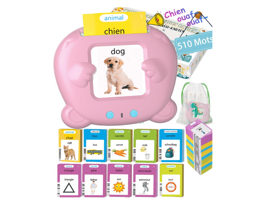 Machine éducative interactive ANGLAIS avec 255 cartes parlantes (510 mots) Jouets d'apprentissage - lecteur de mots