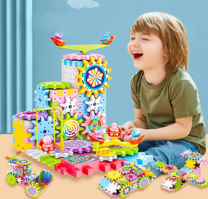 Ensemble de jouets de construction d’engrenages éducatifs-creatifs 83 pieces