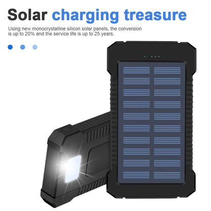 Chargeur solaire - Power Bank avec lampe torche LED intégrée pour tous les téléphones portables et appareils électroniques