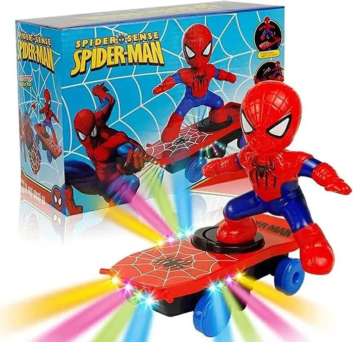 Jouet Spiderman sur Skateboard Lumineux – Figurine Héros Marvel pour Enfants