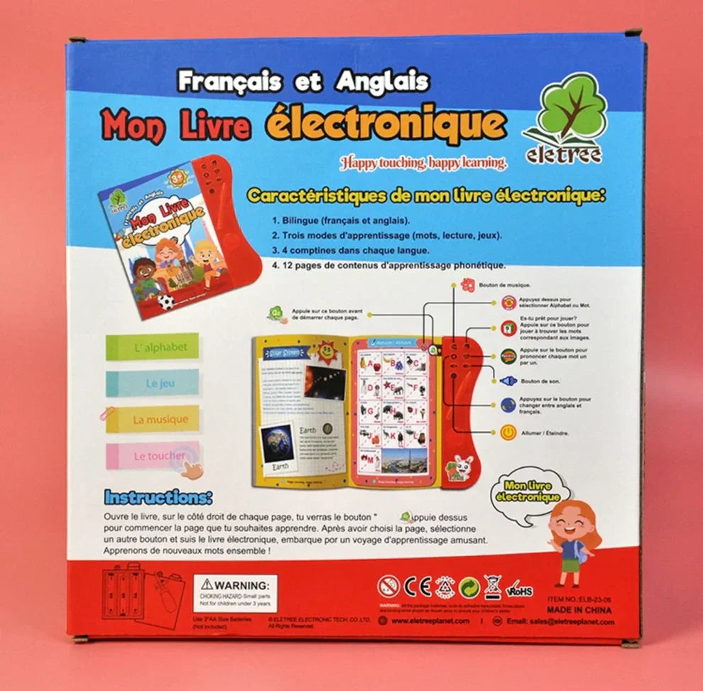 LIVRE ELECTRONIQUE BILINGUE FRANCAIS - ANGLAIS POUR ENFANTS DE 3 à 12 ANs