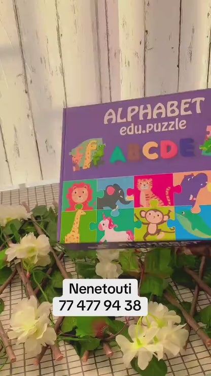 Jeu de puzzle en bois  avec alphabet et animaux | Puzzle créatif pour raconter des histoires | Stimuler l'imagination des enfants | Jouets Montessori/Jouets éducatifs pour l'éveil des enfants (garçons et filles de 3 ans et plus)