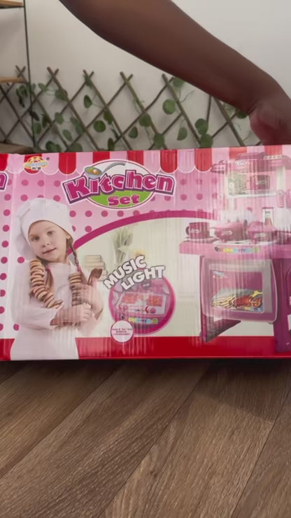 ROSE kit jouet de cuisine pour enfant fille simulation ensemble de cuisine ustensile mini cuisine Sons et Lumière Hauteur 30cm Rose