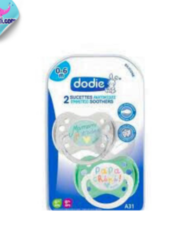 Lot de 2 Sucette Dodie 0-6 Mois Duo Maman Papa Chéri