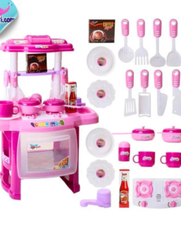 ROSE kit jouet de cuisine pour enfant fille simulation ensemble de cuisine ustensile mini cuisine Sons et Lumière Hauteur 30cm Rose