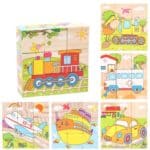 Montessori Puzzle 3D à six faces, cubes, jouets en bois pour enfant, 1 pièce, neuf blocs