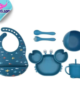 Set Repas en silicone Pour Enfant – 6 pieces , 5 Couleurs au Choix