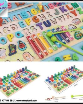 Jouet Puzzle Montessori en Bois chiffre lettres , balafon