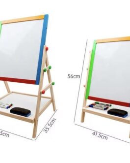 tableau en bois noir multifonctionnel 2 en 1, craie et feutre double face, pliable, reglabe en hauteur avec support,