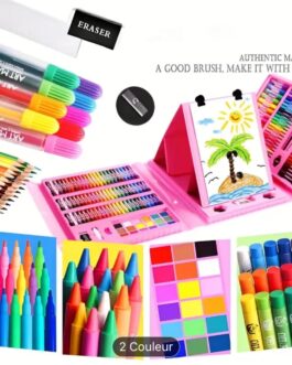 Ensemble Dessin Artiste 208 pièces avec Crayons, Stylos Aquarelle & Marqueurs – Cadeau Créatif