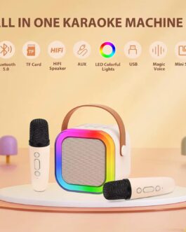 Karaoké Bluetooth Portable avec Lumières LED et 2 micro