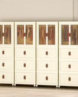 Armoire de Rangement Organisateur  Modulaire  , 4 compartiments avec Portes Transparentes et Roulettes en platique (Copie)